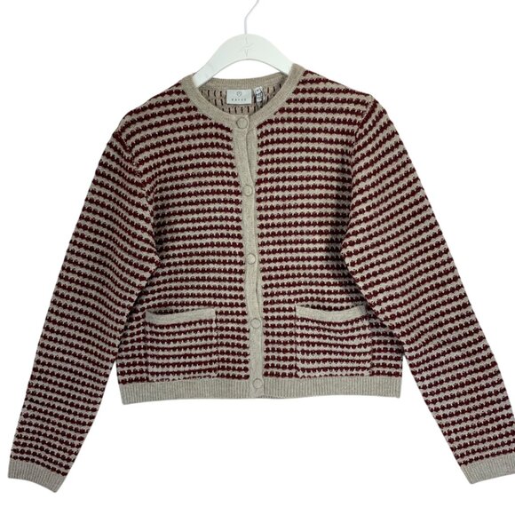 NWT Kaffe Women's Striped Cardigan Sweater - Red and Cream size medium - Picture 2 of 11